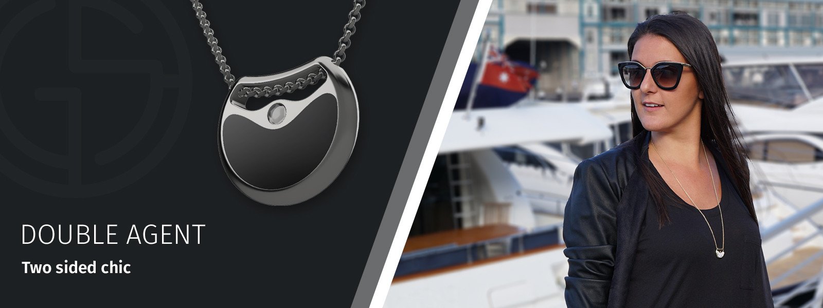 GEMS IN STYLE reversible necklaces, Double Agent collection, natural gemstones, 925 Sterling Silver with Rhodium or 14K Gold plating. Modern Minimalist Gemstone Jewellery.