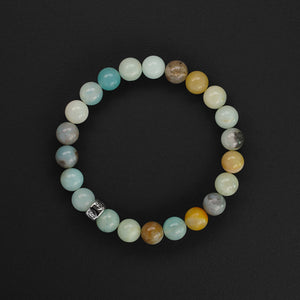 Natural Amazonite gemstone bracelet with silver charm by Gems In Style Jewellery