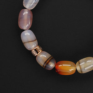 Montana Agate natural gemstone bracelet with branded rose gold charm by Gems In Style Jewellery.