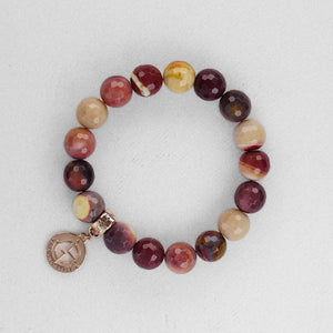 Mookaite natural gemstone bracelet with rose gold charm by Gems In Style Jewellery