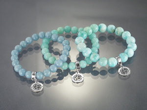 Angelite, Amazonite, Larimar gemstone bracelets with silver charms