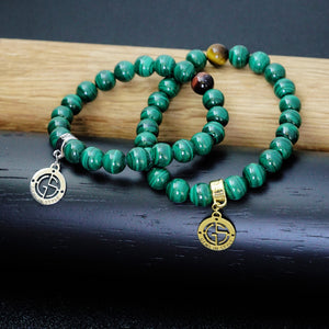 Malachite gemstone bracelets with  charms by Gems In Style Jewellery
