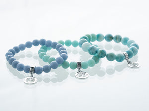 Angelite, Amazonite, Larimar natural gemstone bracelets