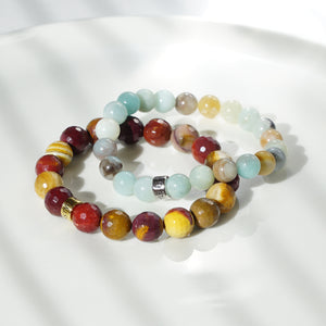 Mookaite and Amazonite gemstone bracelets