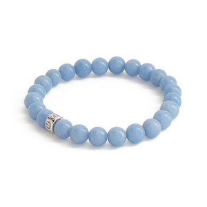 Natural Angelite gemstone bracelet with silver charm by Gems In Style Jewellery