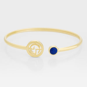 GEMS IN STYLE cuff - Signature collection, LAPIS LAZULI gemstone, 925 Sterling Silver with 14K Gold plating. Modern Minimalist Gemstone Jewellery.