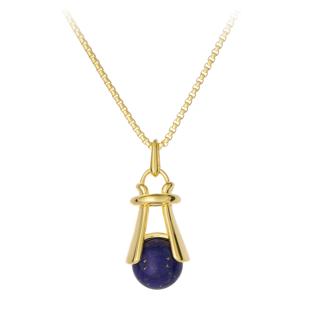 GEMS IN STYLE necklace - Angel Love collection, Lapis Lazuli gemstone, 925 Sterling Silver with 14K Gold plating. Modern Minimalist Gemstone Jewellery.