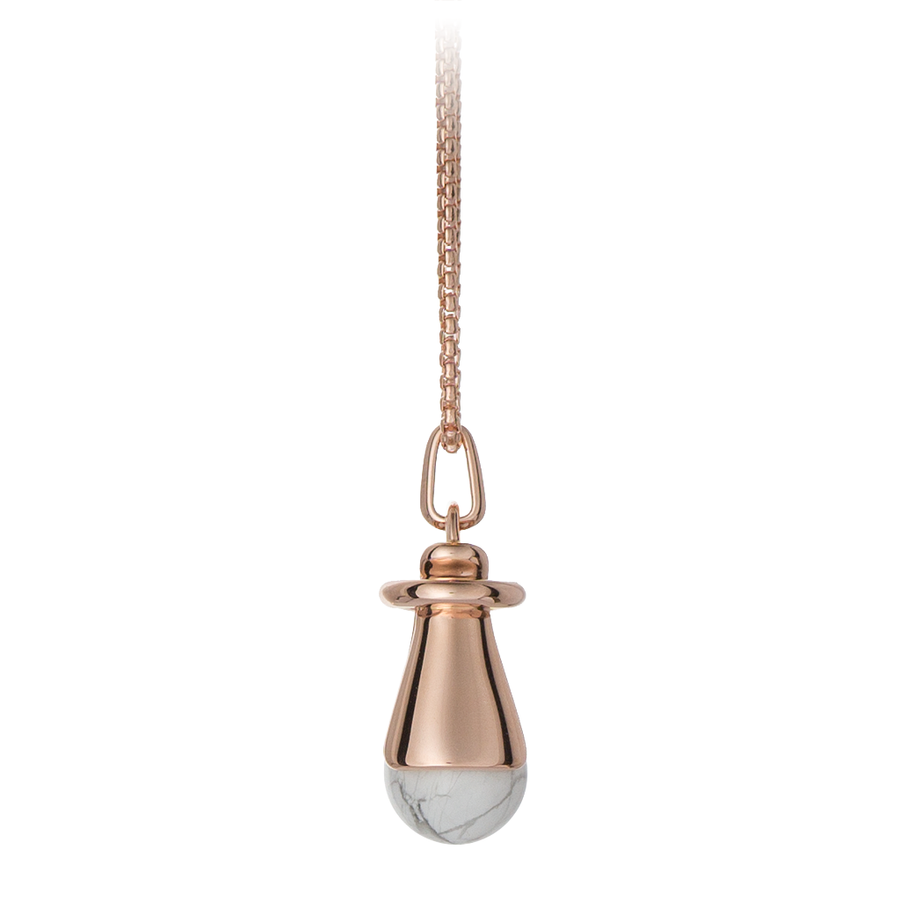 GEMS IN STYLE necklace - Angel Love collection, Howlite gemstone, 925 Sterling Silver with 14K Rose Gold plating
