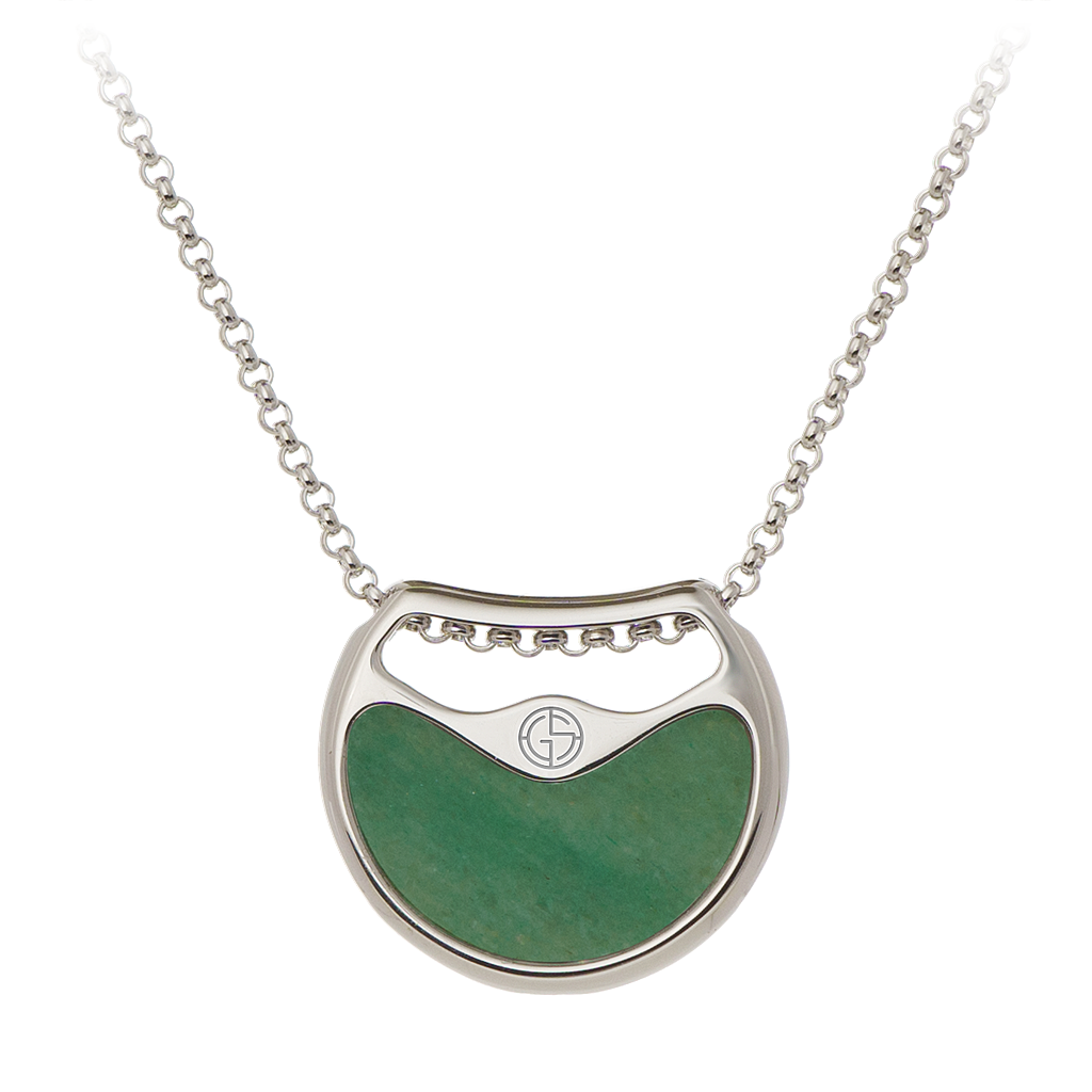 GEMS IN STYLE necklace - Double Agent collection, ONYX and AVENTURINE gemstones, 925 Sterling Silver with Rhodium plating. Modern Minimalist Gemstone Jewellery.