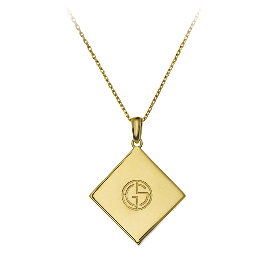GEMS IN STYLE necklace - Magic Quad collection, ONYX gemstone, 925 Sterling Silver with 14K Gold plating. Modern Minimalist Geometric Gemstone Jewellery.