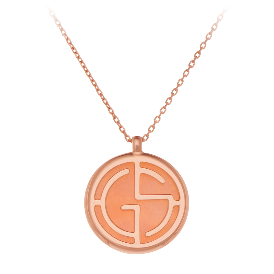 GEMS IN STYLE necklace - Signature collection, PINK OPAL gemstone, 925 Sterling Silver with 14K Rose Gold plating. Modern Minimalist Gemstone Jewellery.