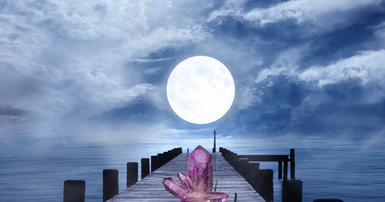 Full Moon and Amethyst Crystal