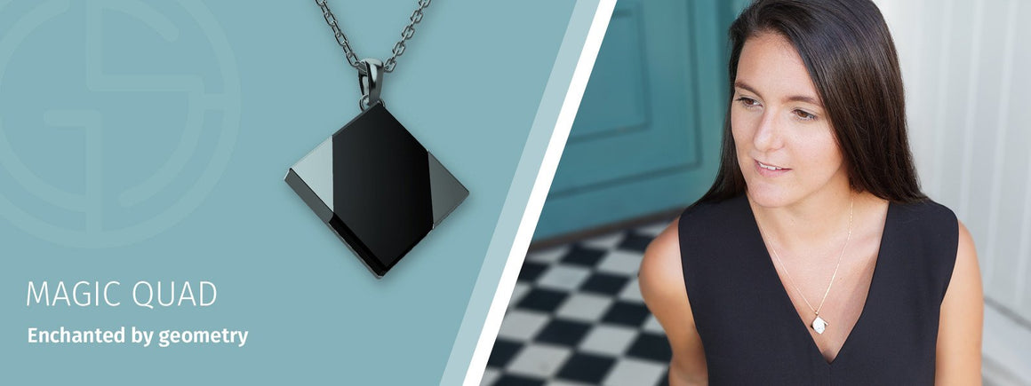 GEMS IN STYLE silver necklaces, Magic Quad collection, natural gemstones, 925 Sterling Silver with Rhodium or 14K Gold plating. Modern Minimalist Gemstone Jewellery.