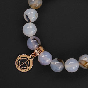 Natural Agate gemstone bracelet with rose gold charm by Gems In Style Jewellery