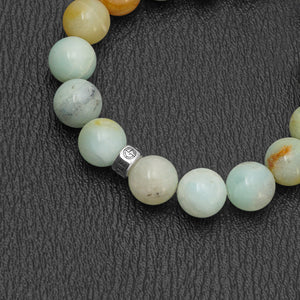 Natural Amazonite gemstone bracelet with silver bead by Gems In Style Jewellery