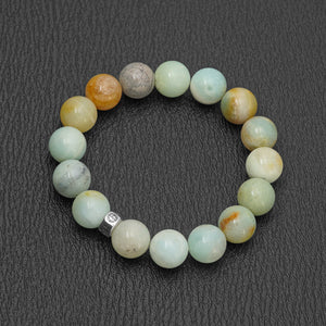Natural Amazonite gemstone bracelet with silver bead by Gems In Style Jewellery
