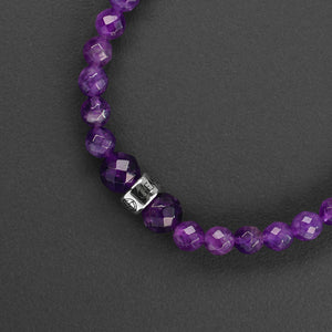 Faceted Amethyst natural gemstone bracelet with silver charm by Gems In Style Jewellery.
