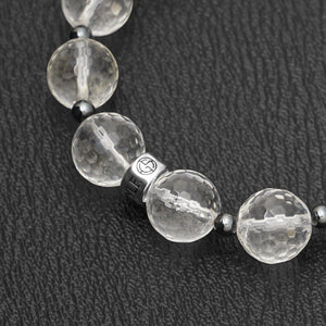 Clear Quartz gemstone bracelet with silver bead by Gems In Style Jewellery