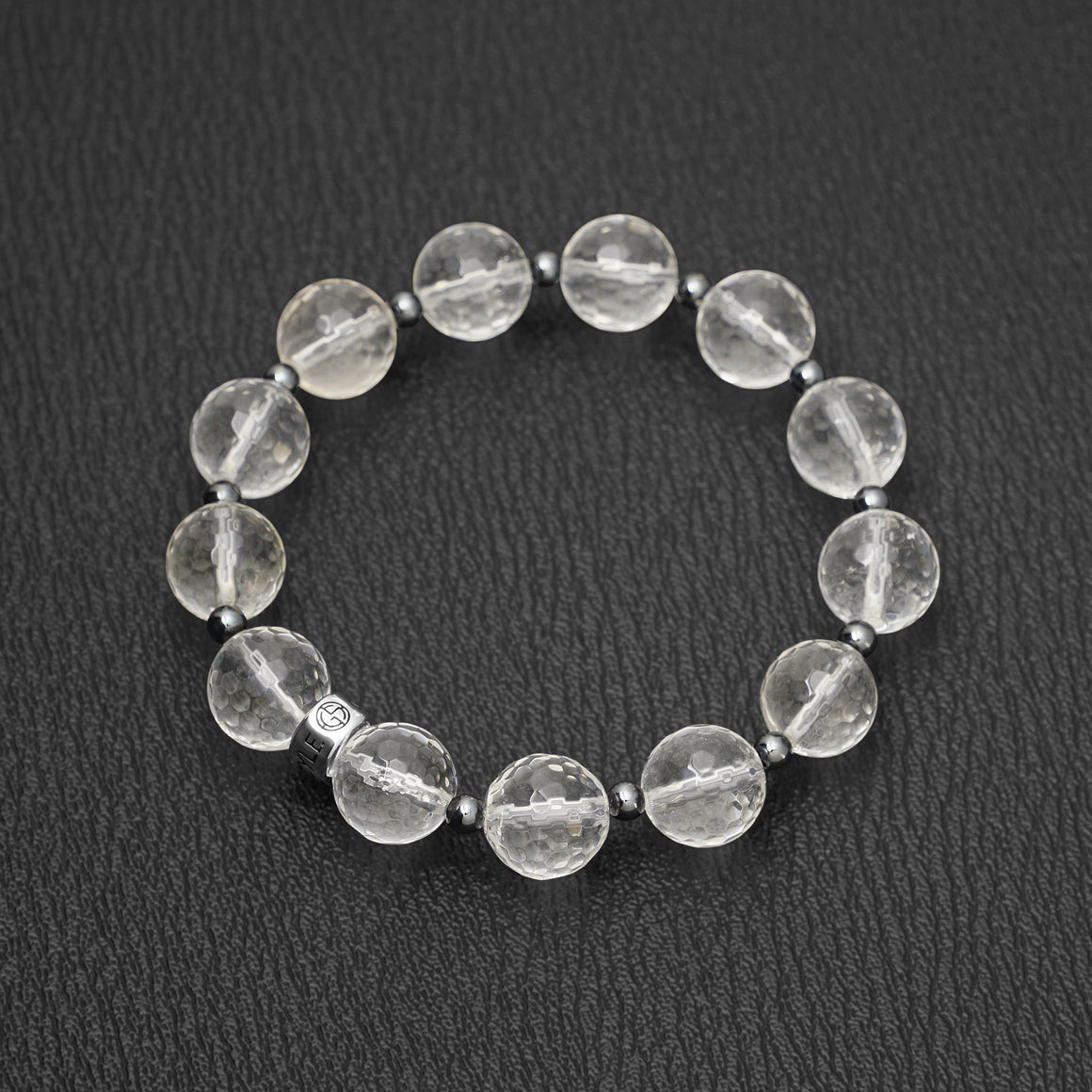 Clear Quartz gemstone bracelet with silver bead by Gems In Style Jewellery
