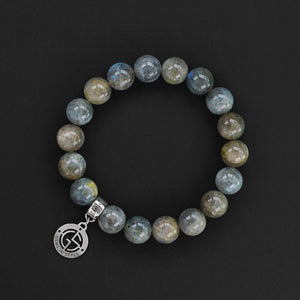 Labradorite natural gemstone bracelet with silver charm by Gems In Style Jewellery. 