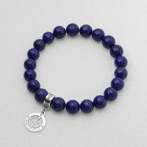 Lapis Lazuli natural gemstone bracelet with silver charm by Gems In Style Jewellery