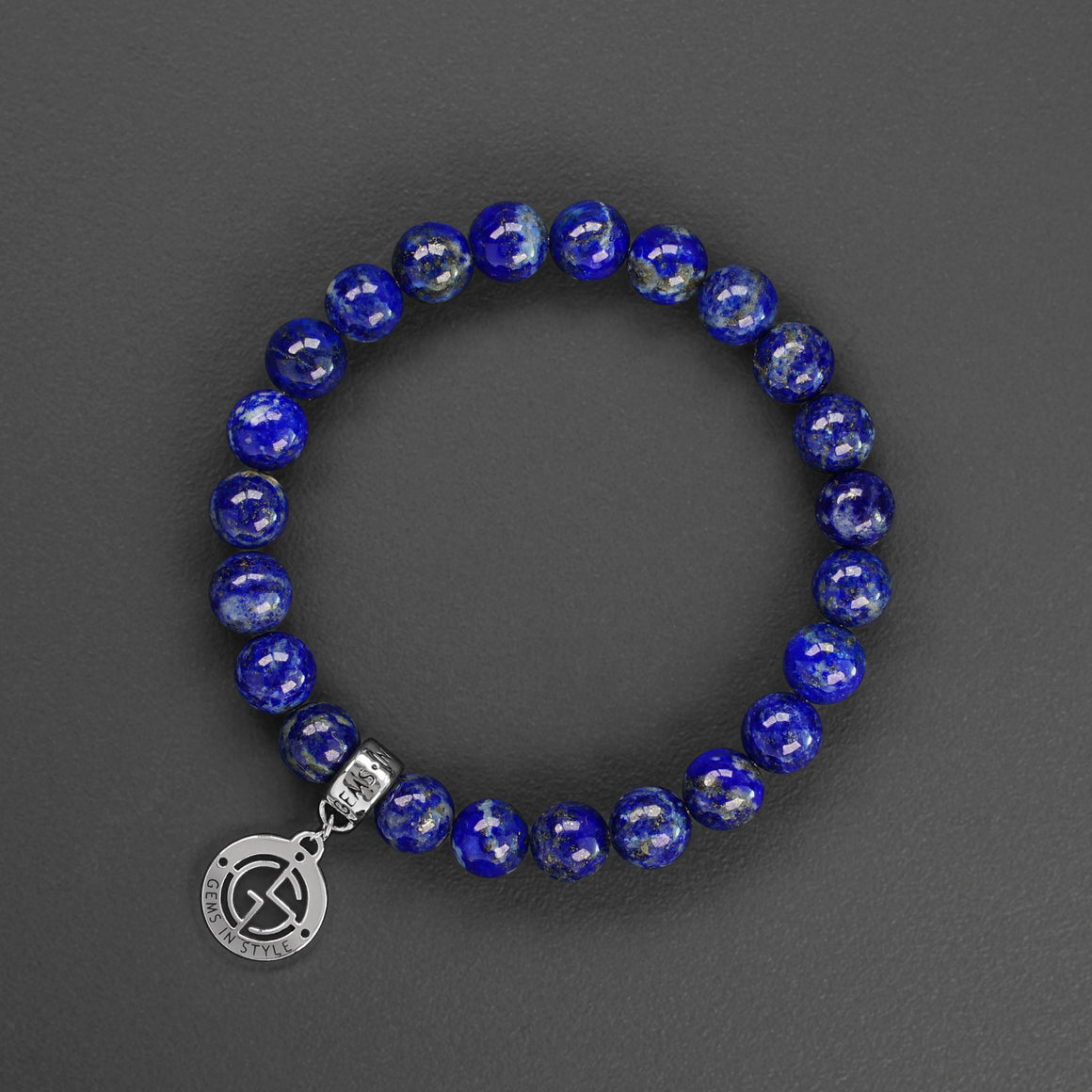 Lapis Lazuli natural gemstone bracelet with gold charm by Gems In Style Jewellery