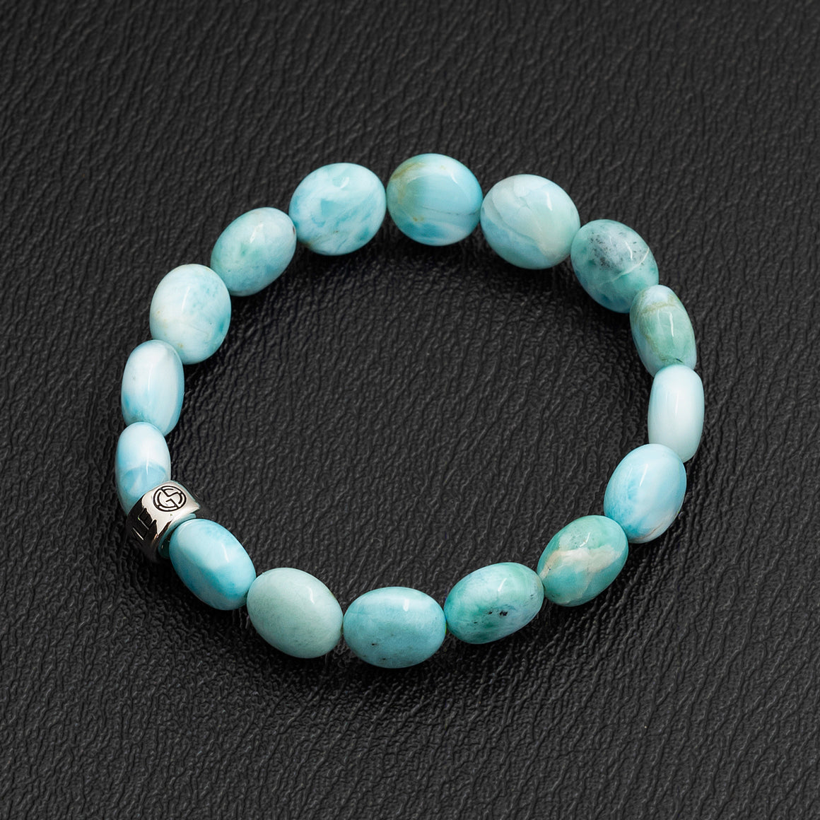 Larimar gemstone bracelet with silver bead by Gems In Style Jewellery