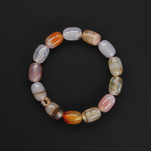 Montana Agate natural gemstone bracelet with branded rose gold charm by Gems In Style Jewellery. 