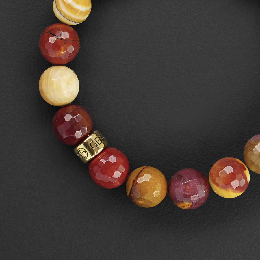 Mookaite natural gemstone bracelet with gold charm by Gems In Style Jewellery