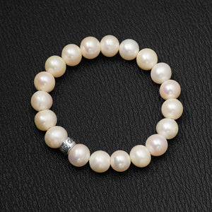 Freshwater Pearl gemstone bracelet with silver bead by Gems In Style Jewellery. 