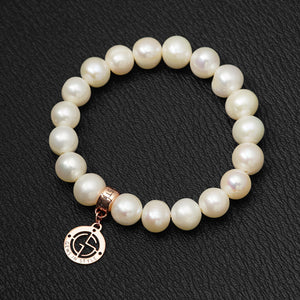 Freshwater Pearl gemstone bracelet with rose gold charm by Gems In Style Jewellery