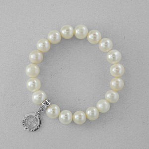 Freshwater Pearl gemstone bracelet with silver charm by Gems In Style Jewellery