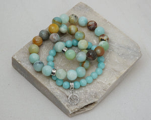 Natural Amazonite gemstone bracelets with silver charms by Gems In Style Jewellery 