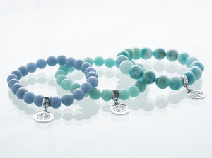 Angelite, Amazonite, Larimar bracelets with silver charms