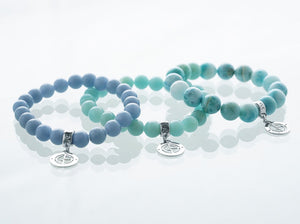 Angelite, Amazonite, Larimar gemstone bracelets