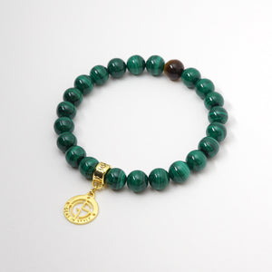 Malachite gemstone bracelet with gold charm by Gems In Style Jewellery  Edit alt text
