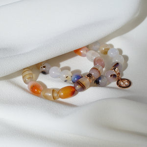 Agate natural gemstone bracelets with branded rose gold charms by Gems In Style Jewellery.