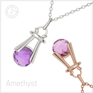 GEMS IN STYLE necklaces - Angel Love collection, Amethyst gemstones, 925 Sterling Silver with Rhodium or 14K Rose Gold plating