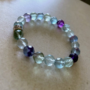 Fluorite bracelet with silver bead by Gems In Style Jewellery