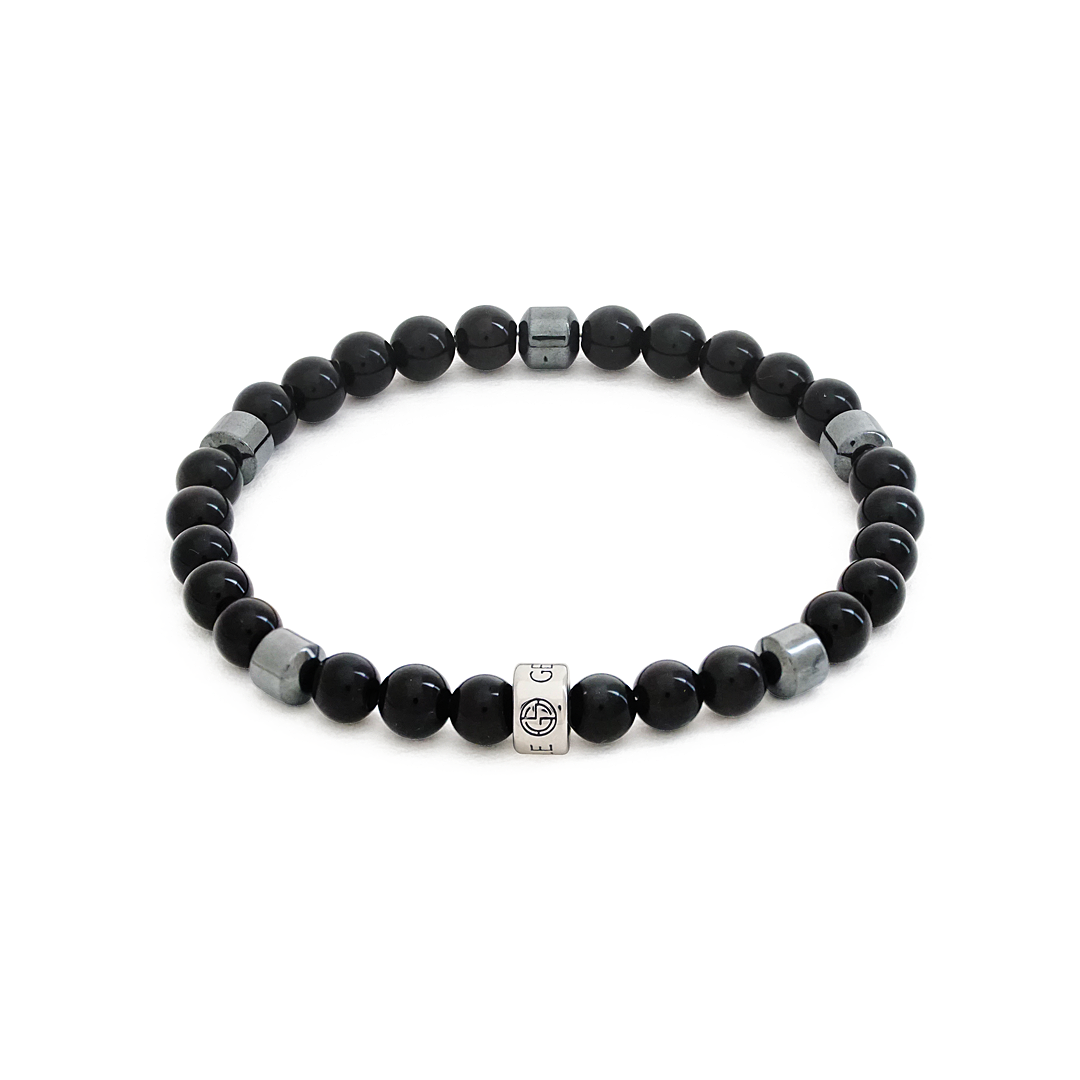 Obsidian natural gemstone bracelet with silver charm by Gems In Style Jewellery.