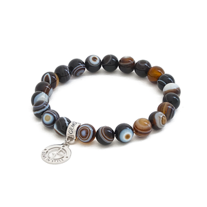 Banded Agate gemstone bracelet with silver charm by Gems In Style Jewellery. 