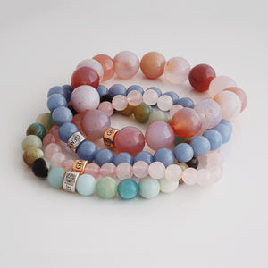 Natural gemstone bracelets with silver and gold charm by Gems In Style Jewellery