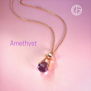 GEMS IN STYLE necklace - Angel Love collection, Amethyst gemstone, 925 Sterling Silver with 14K Rose Gold plating