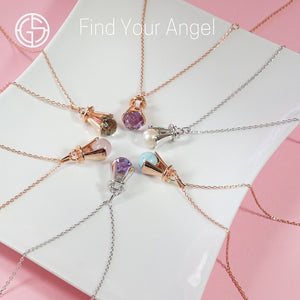 GEMS IN STYLE necklaces - Angel Love collection, natural gemstones, 925 Sterling Silver with Rhodium or 14K Gold plating. Modern Minimalist Gemstone Jewellery.