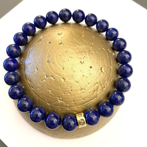 Lapis Lazuli natural gemstone bracelet with 14K plated silver bead