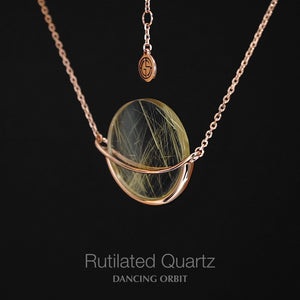 Rutilated Quartz Dancing Orbit necklace. Gems In Style Jewellery