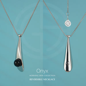Morning Dew silver necklace with Onyx gemstone. Gems In Style Jewellery
