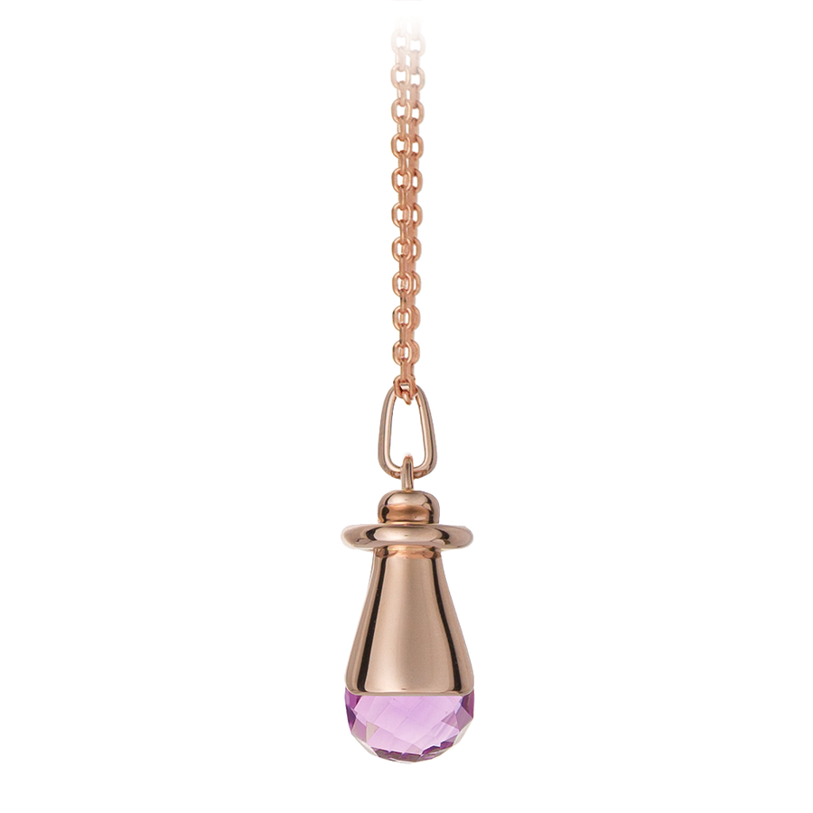 GEMS IN STYLE necklace - Angel Love collection, Amethyst gemstone, 925 Sterling Silver with 14K Rose Gold plating