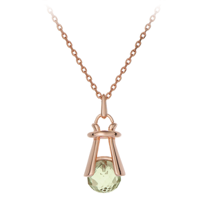 GEMS IN STYLE necklace - Angel Love collection, Green Amethyst gemstone, 925 Sterling Silver with with 14K Rose Gold plating