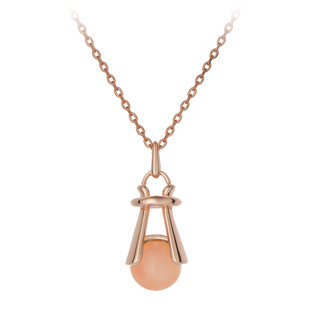 GEMS IN STYLE necklace - Angel Love collection, PINK OPAL gemstone, 925 Sterling Silver with 14K Rose Gold plating. Modern Minimalist Gemstone Jewellery.